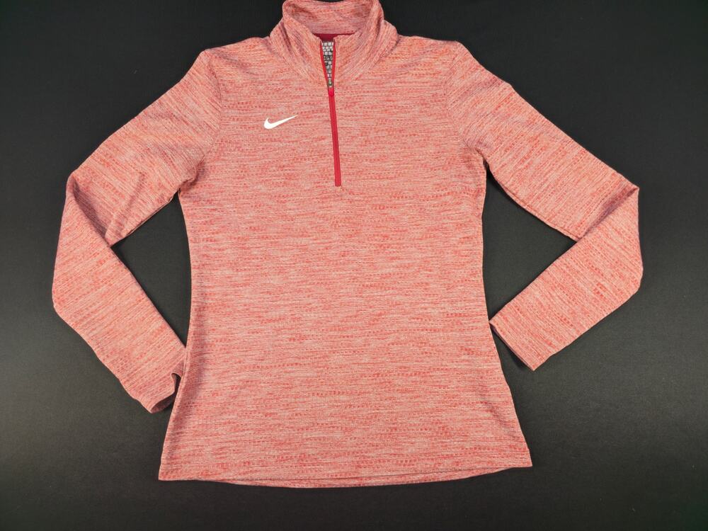 Nike Dri-FIT Womens Medium 1/4 Zip Pullover Red Heather Long Sleeve Athletic